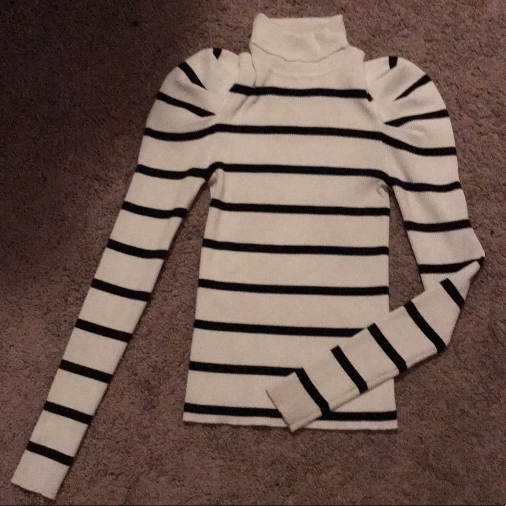 A striped turtleneck